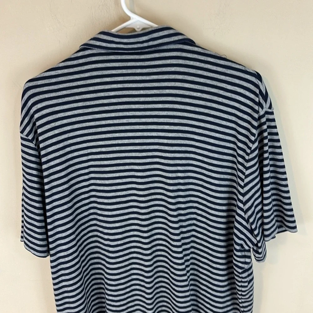Polo Ralph Lauren  Navy Gray Striped Soft Cotton Golf Polo Shirt Size XXL